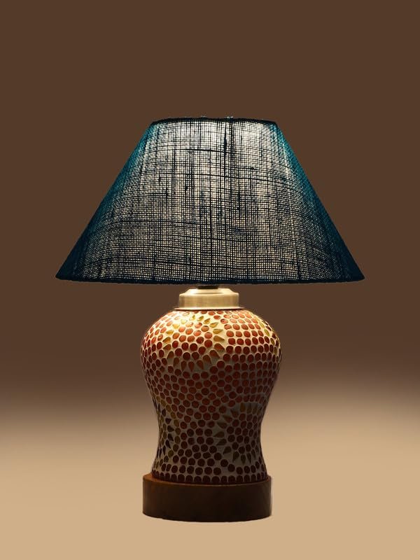 Multicolor Table Lamp | Artistic Mosaic Glass with Sturdy Wood Base | Decorative Ambient Light for Home D�cor | Perfect Blend of Modern & Traditional Style - Model DG211