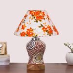Multicolor Table Lamp | Artistic Mosaic Glass with Sturdy Wood Base | Decorative Ambient Light for Home D�cor | Perfect Blend of Modern & Traditional Style – Model DG214