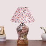 Multicolor Table Lamp | Artistic Mosaic Glass with Sturdy Wood Base | Decorative Ambient Light for Home D�cor | Perfect Blend of Modern & Traditional Style – Model DG215