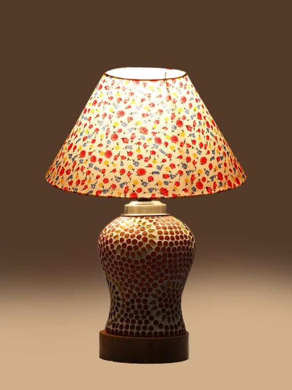 Multicolor Table Lamp | Artistic Mosaic Glass with Sturdy Wood Base | Decorative Ambient Light for Home D�cor | Perfect Blend of Modern & Traditional Style - Model DG215