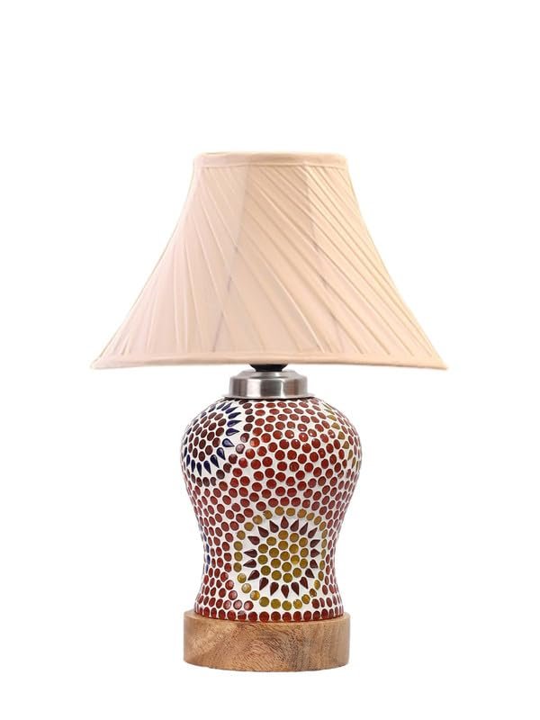 Multicolor Table Lamp | Artistic Mosaic Glass with Sturdy Wood Base | Decorative Ambient Light for Home D�cor | Perfect Blend of Modern & Traditional Style - Model DG219