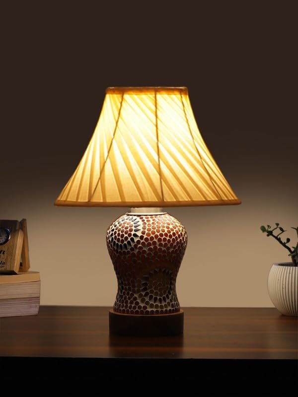 Multicolor Table Lamp | Artistic Mosaic Glass with Sturdy Wood Base | Decorative Ambient Light for Home D�cor | Perfect Blend of Modern & Traditional Style - Model DG219