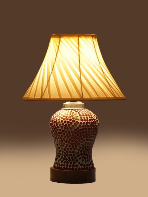 Multicolor Table Lamp | Artistic Mosaic Glass with Sturdy Wood Base | Decorative Ambient Light for Home D�cor | Perfect Blend of Modern & Traditional Style - Model DG219
