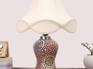 Multicolor Table Lamp | Artistic Mosaic Glass with Sturdy Wood Base | Decorative Ambient Light for Home D�cor | Perfect Blend of Modern & Traditional Style - Model DG221