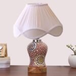 Multicolor Table Lamp | Artistic Mosaic Glass with Sturdy Wood Base | Decorative Ambient Light for Home D�cor | Perfect Blend of Modern & Traditional Style – Model DG222