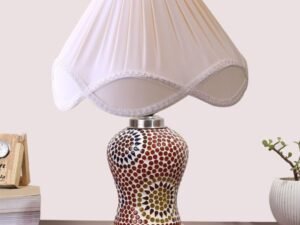 Multicolor Table Lamp | Artistic Mosaic Glass with Sturdy Wood Base | Decorative Ambient Light for Home D�cor | Perfect Blend of Modern & Traditional Style - Model DG222