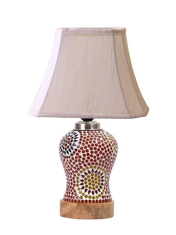 Multicolor Table Lamp | Artistic Mosaic Glass with Sturdy Wood Base | Decorative Ambient Light for Home D�cor | Perfect Blend of Modern & Traditional Style - Model DG224
