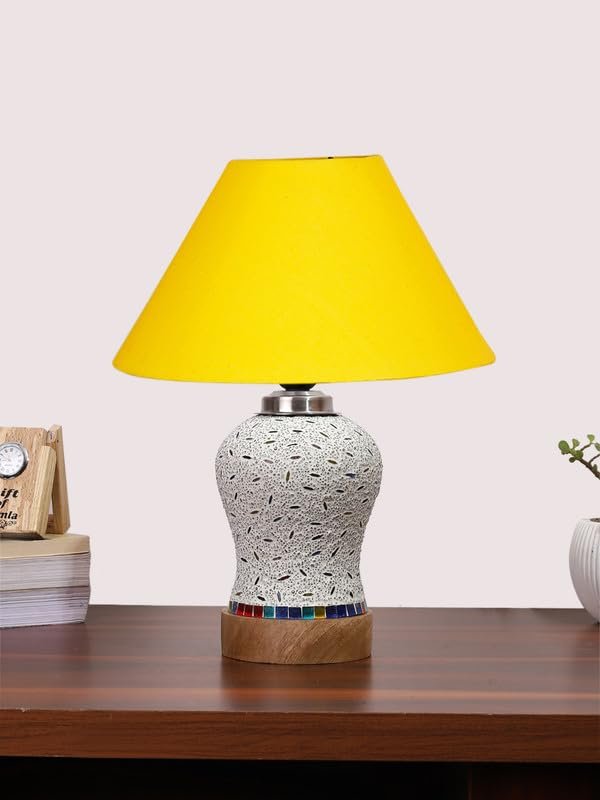 Multicolor Table Lamp | Artistic Mosaic Glass with Sturdy Wood Base | Decorative Ambient Light for Home D�cor | Perfect Blend of Modern & Traditional Style - Model DG230