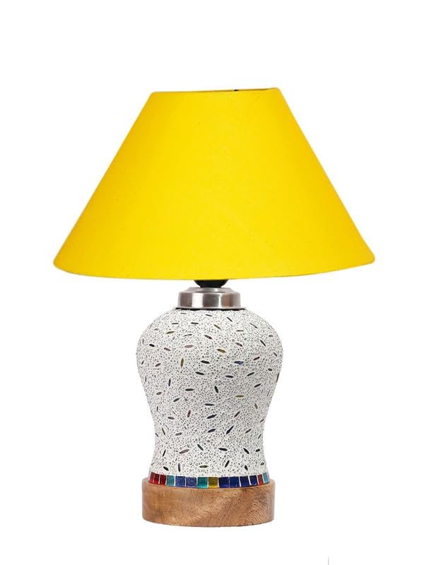 Multicolor Table Lamp | Artistic Mosaic Glass with Sturdy Wood Base | Decorative Ambient Light for Home D�cor | Perfect Blend of Modern & Traditional Style - Model DG230