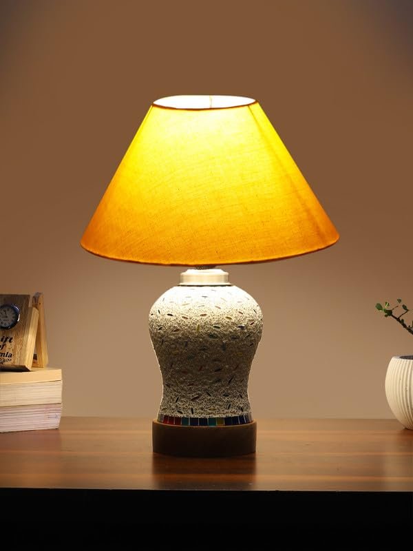 Multicolor Table Lamp | Artistic Mosaic Glass with Sturdy Wood Base | Decorative Ambient Light for Home D�cor | Perfect Blend of Modern & Traditional Style - Model DG230