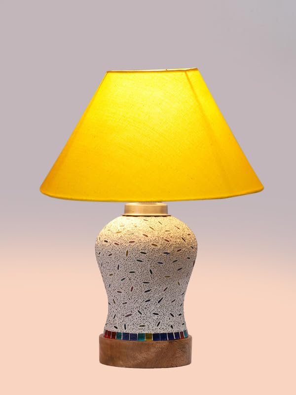 Multicolor Table Lamp | Artistic Mosaic Glass with Sturdy Wood Base | Decorative Ambient Light for Home D�cor | Perfect Blend of Modern & Traditional Style - Model DG230