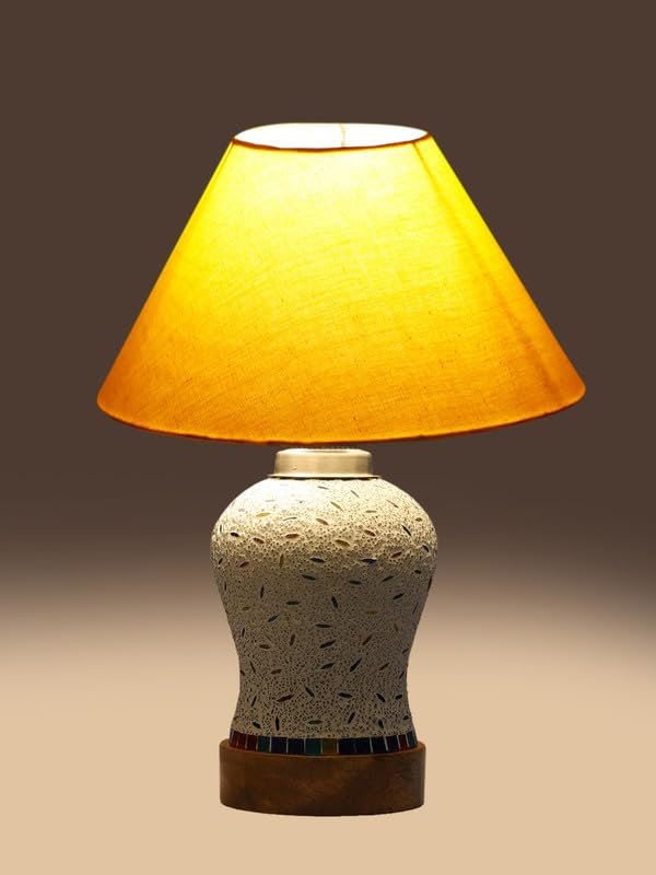 Multicolor Table Lamp | Artistic Mosaic Glass with Sturdy Wood Base | Decorative Ambient Light for Home D�cor | Perfect Blend of Modern & Traditional Style - Model DG230