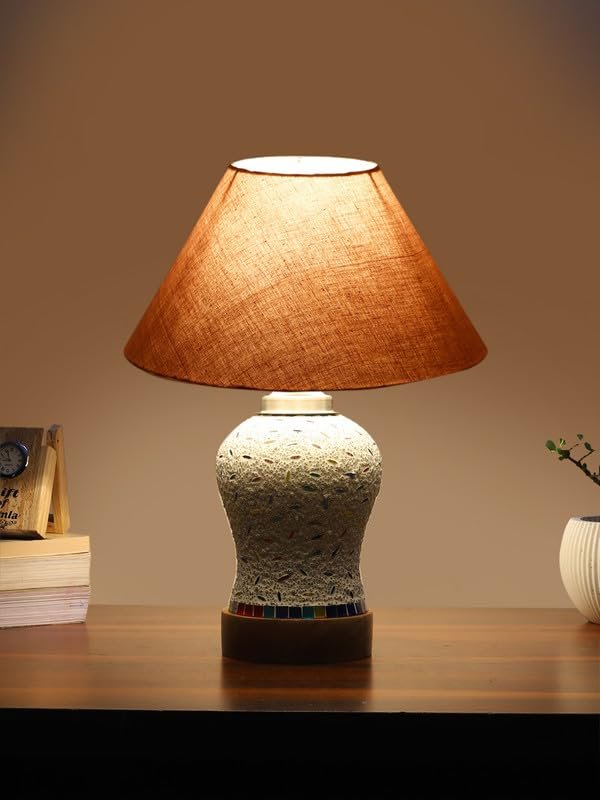 Multicolor Table Lamp | Artistic Mosaic Glass with Sturdy Wood Base | Decorative Ambient Light for Home D�cor | Perfect Blend of Modern & Traditional Style - Model DG231