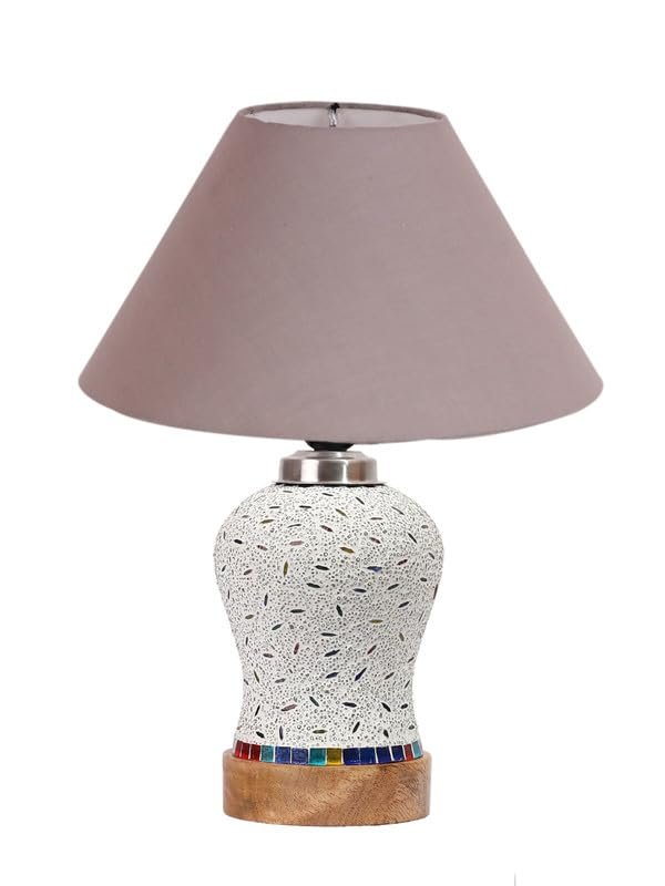 Multicolor Table Lamp | Artistic Mosaic Glass with Sturdy Wood Base | Decorative Ambient Light for Home D�cor | Perfect Blend of Modern & Traditional Style - Model DG231