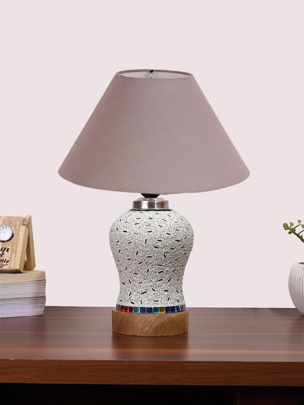 Multicolor Table Lamp | Artistic Mosaic Glass with Sturdy Wood Base | Decorative Ambient Light for Home D�cor | Perfect Blend of Modern & Traditional Style - Model DG231