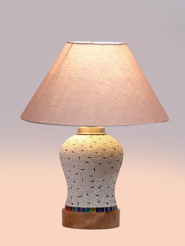 Multicolor Table Lamp | Artistic Mosaic Glass with Sturdy Wood Base | Decorative Ambient Light for Home D�cor | Perfect Blend of Modern & Traditional Style - Model DG231