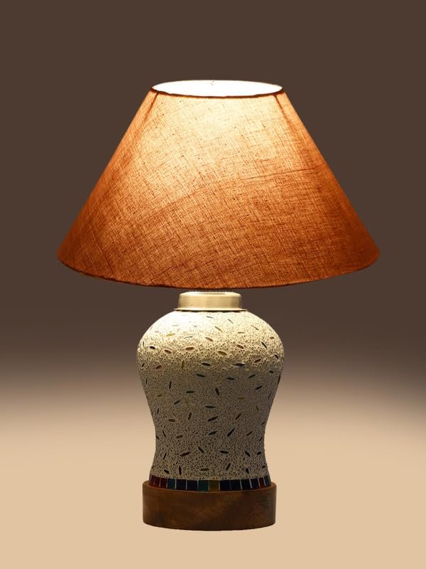 Multicolor Table Lamp | Artistic Mosaic Glass with Sturdy Wood Base | Decorative Ambient Light for Home D�cor | Perfect Blend of Modern & Traditional Style - Model DG231