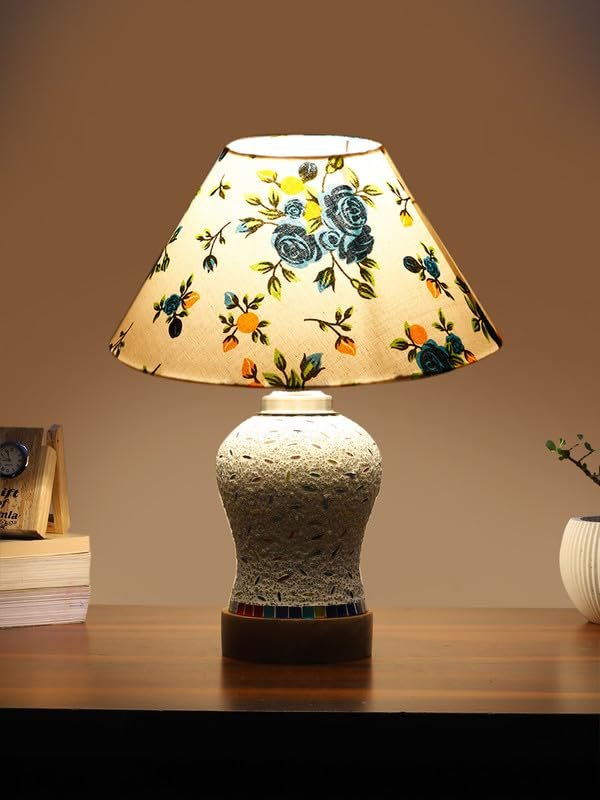 Multicolor Table Lamp | Artistic Mosaic Glass with Sturdy Wood Base | Decorative Ambient Light for Home D�cor | Perfect Blend of Modern & Traditional Style - Model DG238