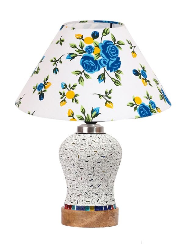 Multicolor Table Lamp | Artistic Mosaic Glass with Sturdy Wood Base | Decorative Ambient Light for Home D�cor | Perfect Blend of Modern & Traditional Style - Model DG238
