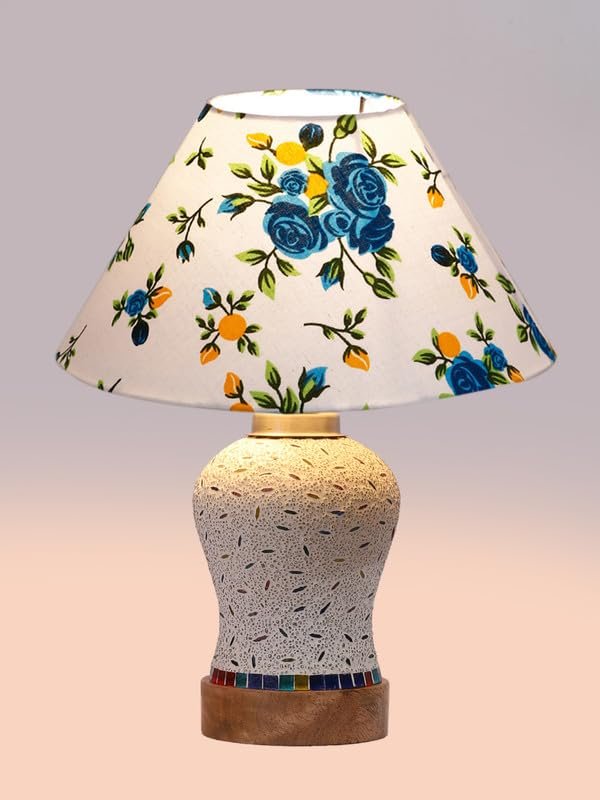 Multicolor Table Lamp | Artistic Mosaic Glass with Sturdy Wood Base | Decorative Ambient Light for Home D�cor | Perfect Blend of Modern & Traditional Style - Model DG238