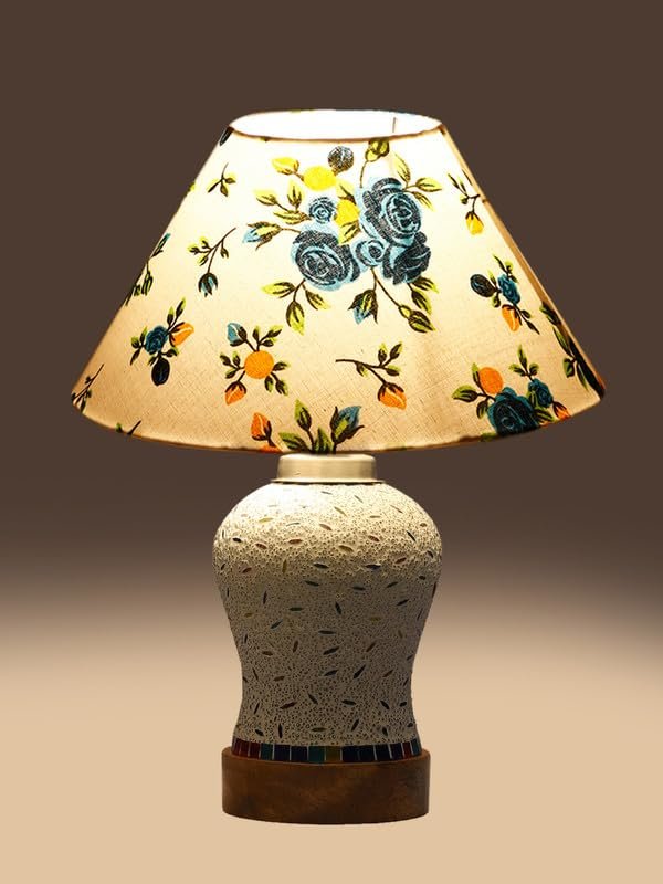 Multicolor Table Lamp | Artistic Mosaic Glass with Sturdy Wood Base | Decorative Ambient Light for Home D�cor | Perfect Blend of Modern & Traditional Style - Model DG238