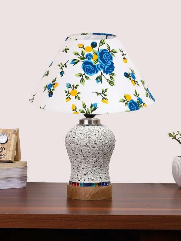 Multicolor Table Lamp | Artistic Mosaic Glass with Sturdy Wood Base | Decorative Ambient Light for Home D�cor | Perfect Blend of Modern & Traditional Style - Model DG238