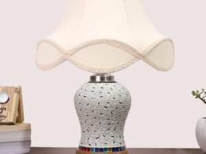 Multicolor Table Lamp | Artistic Mosaic Glass with Sturdy Wood Base | Decorative Ambient Light for Home D�cor | Perfect Blend of Modern & Traditional Style - Model DG246