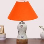 Multicolor Table Lamp | Artistic Mosaic Glass with Sturdy Wood Base | Decorative Ambient Light for Home D�cor | Perfect Blend of Modern & Traditional Style – Model DG254