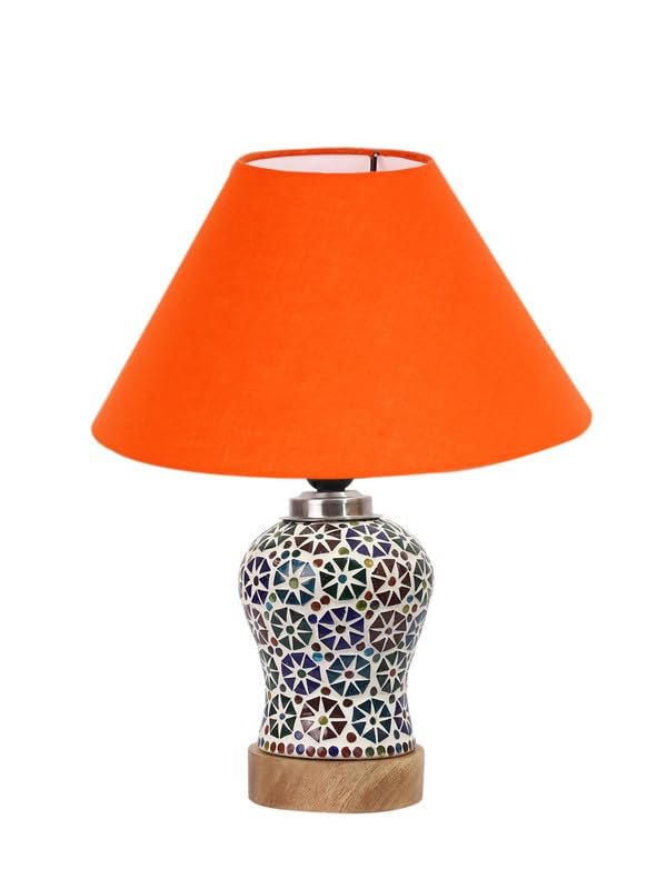 Multicolor Table Lamp | Artistic Mosaic Glass with Sturdy Wood Base | Decorative Ambient Light for Home D�cor | Perfect Blend of Modern & Traditional Style - Model DG304