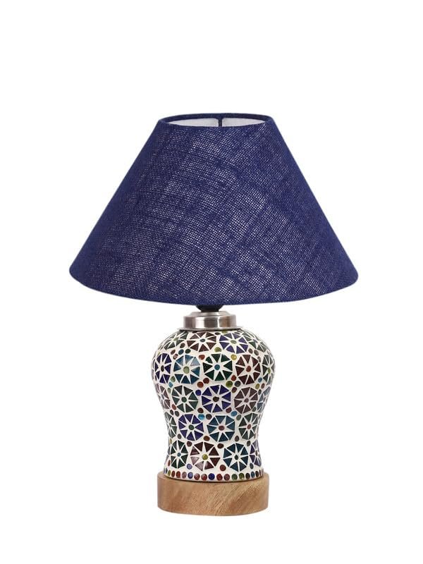 Multicolor Table Lamp | Artistic Mosaic Glass with Sturdy Wood Base | Decorative Ambient Light for Home D�cor | Perfect Blend of Modern & Traditional Style - Model DG312