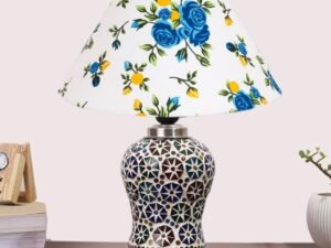Multicolor Table Lamp | Artistic Mosaic Glass with Sturdy Wood Base | Decorative Ambient Light for Home D�cor | Perfect Blend of Modern & Traditional Style - Model DG313