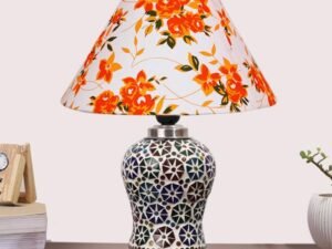 Multicolor Table Lamp | Artistic Mosaic Glass with Sturdy Wood Base | Decorative Ambient Light for Home D�cor | Perfect Blend of Modern & Traditional Style - Model DG314