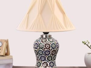 Multicolor Table Lamp | Artistic Mosaic Glass with Sturdy Wood Base | Decorative Ambient Light for Home D�cor | Perfect Blend of Modern & Traditional Style - Model DG320