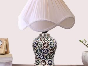 Multicolor Table Lamp | Artistic Mosaic Glass with Sturdy Wood Base | Decorative Ambient Light for Home D�cor | Perfect Blend of Modern & Traditional Style - Model DG322
