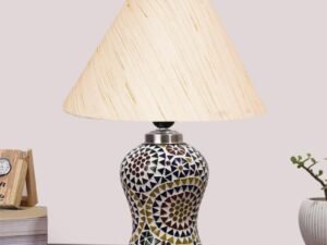 Multicolor Table Lamp | Artistic Mosaic Glass with Sturdy Wood Base | Decorative Ambient Light for Home D�cor | Perfect Blend of Modern & Traditional Style - Model DG326