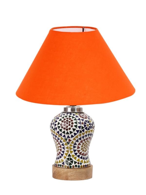 Multicolor Table Lamp | Artistic Mosaic Glass with Sturdy Wood Base | Decorative Ambient Light for Home D�cor | Perfect Blend of Modern & Traditional Style - Model DG329