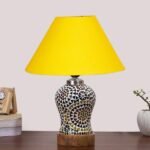 Multicolor Table Lamp | Artistic Mosaic Glass with Sturdy Wood Base | Decorative Ambient Light for Home D�cor | Perfect Blend of Modern & Traditional Style – Model DG330