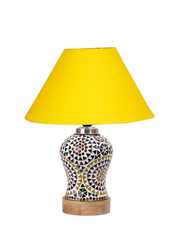 Multicolor Table Lamp | Artistic Mosaic Glass with Sturdy Wood Base | Decorative Ambient Light for Home D�cor | Perfect Blend of Modern & Traditional Style - Model DG330