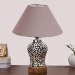Multicolor Table Lamp | Artistic Mosaic Glass with Sturdy Wood Base | Decorative Ambient Light for Home D�cor | Perfect Blend of Modern & Traditional Style – Model DG331