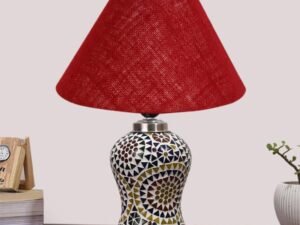 Multicolor Table Lamp | Artistic Mosaic Glass with Sturdy Wood Base | Decorative Ambient Light for Home D�cor | Perfect Blend of Modern & Traditional Style - Model DG335