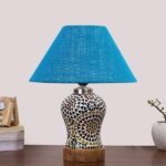 Multicolor Table Lamp | Artistic Mosaic Glass with Sturdy Wood Base | Decorative Ambient Light for Home D�cor | Perfect Blend of Modern & Traditional Style – Model DG336