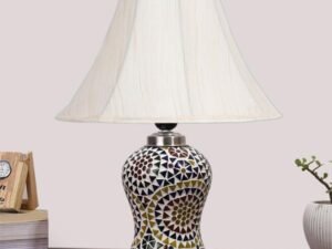 Multicolor Table Lamp | Artistic Mosaic Glass with Sturdy Wood Base | Decorative Ambient Light for Home D�cor | Perfect Blend of Modern & Traditional Style - Model DG341