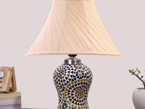 Multicolor Table Lamp | Artistic Mosaic Glass with Sturdy Wood Base | Decorative Ambient Light for Home D�cor | Perfect Blend of Modern & Traditional Style - Model DG344