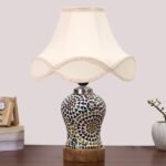 Multicolor Table Lamp | Artistic Mosaic Glass with Sturdy Wood Base | Decorative Ambient Light for Home D�cor | Perfect Blend of Modern & Traditional Style – Model DG346