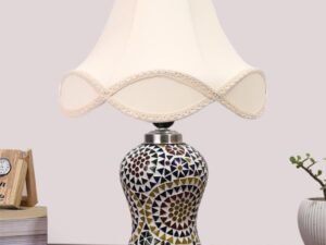 Multicolor Table Lamp | Artistic Mosaic Glass with Sturdy Wood Base | Decorative Ambient Light for Home D�cor | Perfect Blend of Modern & Traditional Style - Model DG346