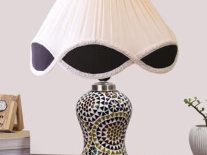 Multicolor Table Lamp | Artistic Mosaic Glass with Sturdy Wood Base | Decorative Ambient Light for Home D�cor | Perfect Blend of Modern & Traditional Style - Model DG348