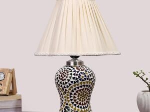 Multicolor Table Lamp | Artistic Mosaic Glass with Sturdy Wood Base | Decorative Ambient Light for Home D�cor | Perfect Blend of Modern & Traditional Style - Model DG350