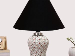 Multicolor Table Lamp | Artistic Mosaic Glass with Sturdy Wood Base | Decorative Ambient Light for Home D�cor | Perfect Blend of Modern & Traditional Style - Model DG352