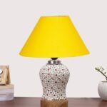 Multicolor Table Lamp | Artistic Mosaic Glass with Sturdy Wood Base | Decorative Ambient Light for Home D�cor | Perfect Blend of Modern & Traditional Style – Model DG355