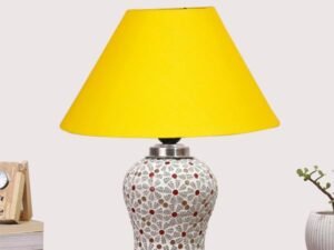 Multicolor Table Lamp | Artistic Mosaic Glass with Sturdy Wood Base | Decorative Ambient Light for Home D�cor | Perfect Blend of Modern & Traditional Style - Model DG355
